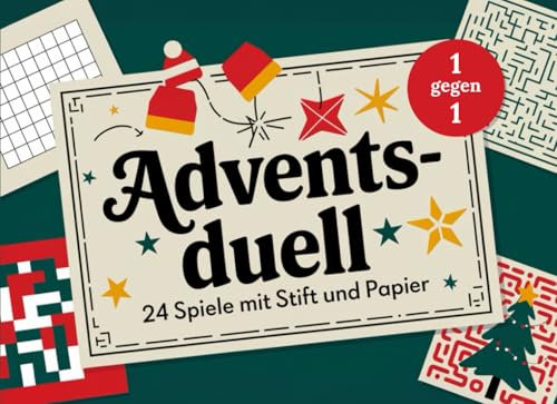 Adventsduell – 24 Spiele mit Stift und Papier: Täglich neue Rätsel und Duelle für die Vorweihnachtszeit I 1 gegen 1 I Interaktiver Adventskalender für 2 Spieler I Auch ideal als Geschenk geeignet