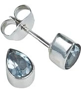 Ohrstecker 925 Silber Blau Topas hellblauer Stein Edelstein Ohrringe echt Silber Damen Sterling Silber Stecker Geschenk (MOS-101-62)