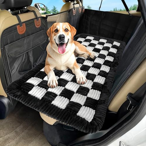 Loiion Hundematte Auto Rückbank, Weich Rückbank Hund, Hundeschutz Auto Rückbank Große Hunde, Hundematte rutschfest, Leicht zu Reinigen, Kratzfest und Komfortabel, 127×62.5cm