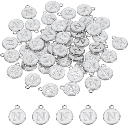 QUARKZMAN Bokstav-A emalj bokstavsberlock smycke emalj initial berlock vitt hänge för smyckestillverkning, armband, hantverk, förpackning
