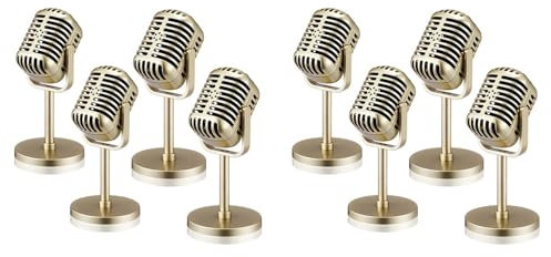CENMEN 8PZ Microfono retrò Puntelli Modello Microfono Vintage Microfono Antico Microfono Giocattolo Decorazioni da Tavola per Palcoscenici,