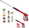 91cm Long Jet Wash Gun, High Pressure Washer Gun, Power Pressure Washer Lance with Extension Wand, 5 Nozzle Tips, M22 Fittings, Quick Connectors, for Cleaning Cars Windows Walls