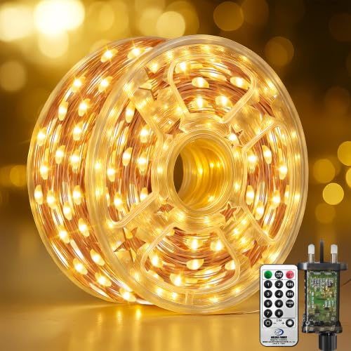 btfarm 20M 200LED Fairy Lights Plug in with Remote, Timer Copper Wire Lights Mains Powered, 8 Modes Christmas String Lights for Indoor/Outdoor, Tree, Bedroom, Wedding, Garden Decoration (Warm White)