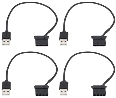 ECSiNG 4pcs USB to 4 Pin Computer Cooling Fan Adapter Connector Cable 30cm
