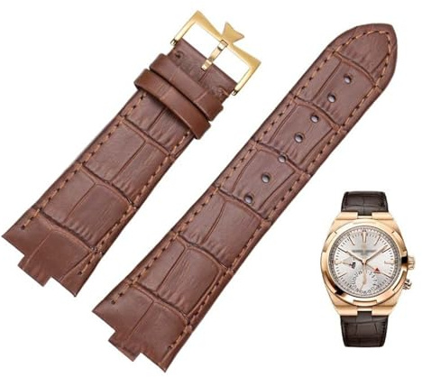 ZGBQHQN Echtes Leder-Uhrband für Vacheron Constantin Overseas Serie 4500V 5500V P47040 Edelstahlschnalle MAMS Uhrengurt 25-8mm