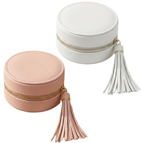 xianynow Reise Schmuckkästchen 2er Set - Tragbare Schmuckaufbewahrung für Damen & Mädchen - Schmuck Organizer Etui für Ohrringe, Ringe, Ketten - Kompakt & Leicht für Reisen