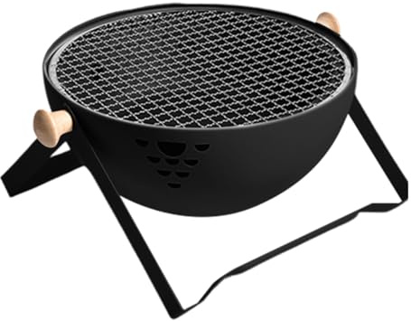 Hornillo de carbón, hornillo de barbacoa portátil plegable, barbacoa con asa anti-calentador, ideal para camping, senderismo, pícnic, barbacoas y cocina fondue