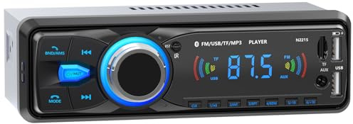 Autoradio Bluetooth, Wistrue Poste Radio Voiture Bluetooth avec Main Libre | FM 1 DIN Autoradio avec Port de Charge USB ( 2.1A ), Lecteur MP3 et 2 USB/AUX/SD, Supporte WMA/WAV