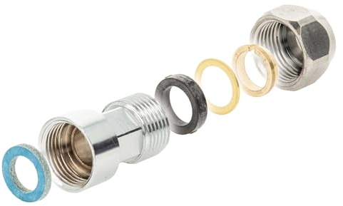 tecuro gerade Quetschverschraubung Ø 10 mm x G 3/8 Zoll IG, flachdichtend, Messing verchromt