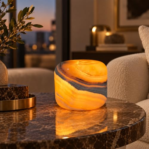 Marmor Nachttischlampe Dimmbar, Wiederaufladbare LED Tischleuchte,Steinlampe Rechargeable Lamp,Ambiente Lampe