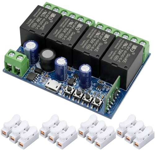Acmerota 4 Kanäle WIFI Intelligenter Schalter für Ewelink DC 5V 12V 48V Passiver Ausgang Relai Modul WIFI-Steuerung Kompatibel für Alexa für Google Home Mobiltelefonsteuerung