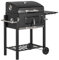 Outsunny Barbacoa de Carbón con Ruedas Barbacoa con Tapa Parrillas de Acero Inoxidable Termómetro Brasero Ajustable Bandeja Lateral y Estante 113x65x108 cm Negro