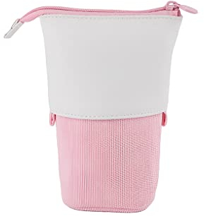 Oyachic Retractable Federmäppchen Stand up Pencil Case Bleistift-Beutel Phone Holder Stifte Etui Standing Pen Pouch Bag Mäppchen Große Kapazität Schüleretui Segeltuch Stiftemappe (Rosa)