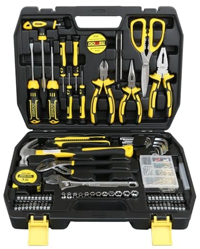 DOWELL Kit di attrezzi per la casa Set di attrezzi da 185 pezzi Kit di utensili manuali generali con custodia per la custodia per regali per la festa del papà
