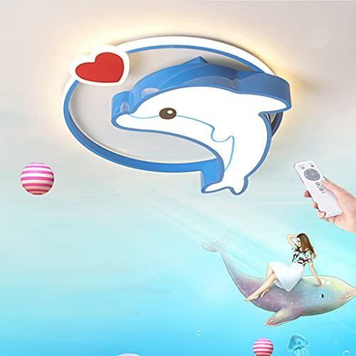 LED Deckenleuchte Dimmbar Deckenlampe Für Kinder Ultra Dünn Schön Delfin Design Fernbedienung Kinderlampe Acryl Kinderzimmer Jungen Mädchen Schlafzimmer Lichter Innenbeleuchtung Kronleuchter,50cm