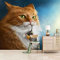 QMWZZV Papier Peint Panoramique 3D Photo Murales Chaton Animal Jaune Peinture Murale Auto-adhésif Toile Geant Poster 250x175 cm Pour Salon Chambre Ados Chambre de Bébé Décoration Murale