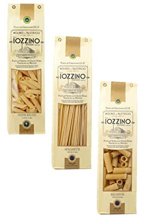 Pastificio F.lli Iozzino - Pasta di Gragnano IGP - Selezione formati Pasta Bella Italia 3Kg (6x500gr) | 1 Kg spaghetti + 1 Kg rigatoni + 1 Kg penne rigate