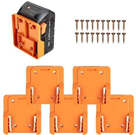 Battery Holder for Ridgid AEG 18V Hyper Lithium Battery Wall Mount Battery Storage for Work Van, Shelf, Toolbox -5 Pack