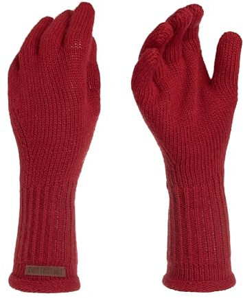 Knit Factory - Lana Handschuhe - Gestrickte Handschuhe für Winter - Handstulpen aus Wolle - Hochwertige Qualität - Bordeaux