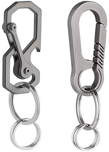 2 Stück Schlüsselanhänger Titan Karabiner Clips für Schlüssel Schlüsselhalter Karabiner Clip Schnellverschluss Multi-Tool Schlüsselhalter mit Flaschenöffner und TaschenschlüsselclipTitan