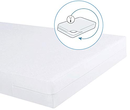 Bedecor Wasserdichter Matratzenbezug 140 x 200 x 25 cm, mit Reißverschluss Matratzenschoner 140 x 200 cm Baumwolle, Elastischer Anti Milben Matratzenschutz, Atmungsaktiver Matratzenhülle