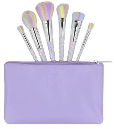 Ilu - Set de Pinceaux Maquillage Licorne 6 Pinceaux Doux Synthétiques Avec Pochette Vegan Outils de Beauté Élégants Pour Visage et Yeux Design Original et Tendance Entretien Facile