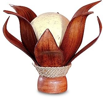 Kokoslampe Tischlampe MAKENA - Kokosnuss Nachttischlampe - Standleuchte aus Sisal Kokosrispen - Dekoration für Wohnzimmer, Schlafzimmer oder auch Flur/Foyer