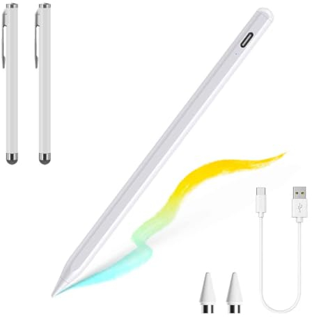 Stylet Tablette Stylo Tactile pour Écran Stylet Capacitif Universel avec 2 Embouts de Rechange pour Android/iOS/Smartphone/Microsoft Appareil à Écran Tactile (3-Pack Blanc)