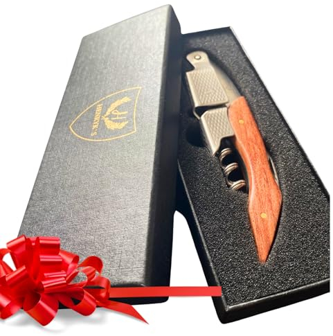 Cavatappi classico in acciaio inox e manico in legno apribottiglie professionale, elegante e durevole | apribottiglie e stapper | accessorio essenziale per gli amanti del vino | Ideale per regali