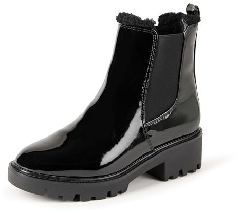 The Drop Campbell Sherpa Chelsea Boots, Schwarzes Lack, 38 EU