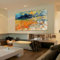 HYFBH Großes Originalgemälde auf Leinwand, modernes, helles, abstraktes Gemälde, farbenfrohes Bild, Wohnzimmer, Heimwanddekoration, 80 x 180 cm, mit Rahmen