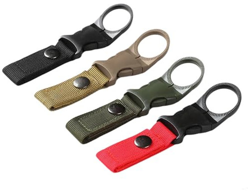 MAEXUS 4 Stück Flaschenhalter Gürtel, Wasserflasche Schnalle Halter, Nylon Trinkflasche Gürtel, Karabiner Flaschenhalter Clips, Flaschenclip Gürtel für Outdoor Aktivitäten