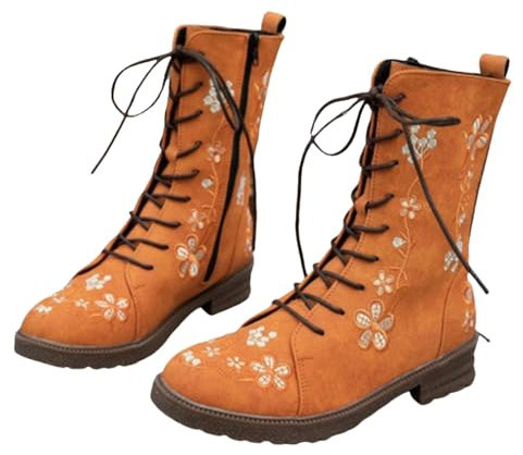 Stivali Donna Alti con Tacco Invernali Texani Tronchetti a Metà Polpaccio Stivali Alti Donna con Tacco Scarponcino Equitazione Stivali Alla Moda da Donna Boots a Punta Tacco Medio Scarponcini