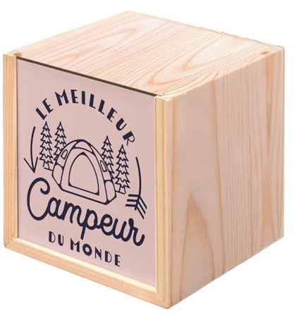 Fabulous Holzkiste – Der beste Camper der Welt, Urlaub, Reisen, Camping, Natur, Berg, Wald (10 x 10 x 10 cm)