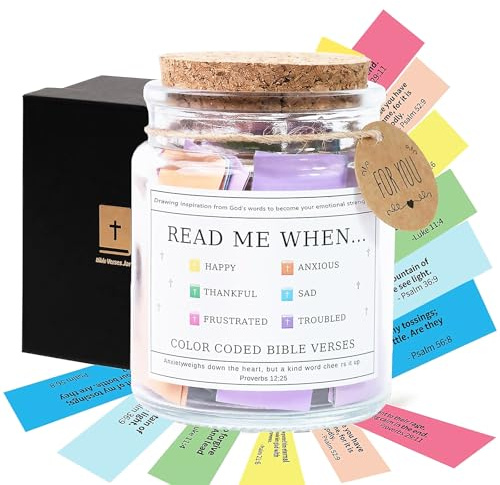 deegbbyi Bible Verses Jar 90 Bibelvers Karten Gebetsglas mit Bibelversen | Englische Version Einzigartiges Gebetsglas, Wiederverwendbarer Hoffnungsglas, für Emotionen und Gefühle