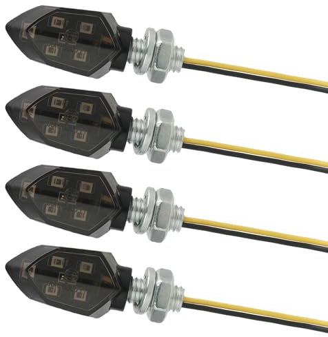 Supecesorio 4 x Mini Clignotant LED Adapté Aux Motos 12V, Indicateurs de Moto LED, Mini Indicateurs pour Moto, Étanches, Clignotants Lumières, Universels pour Scooter, Quad, Cruiser, Off-Road