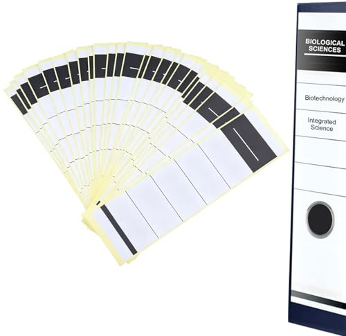 50 Stück selbstklebende Etiketten für Ordnerrücken, 54 x 190 mm, für schmale Ordner mit 5 cm / 8 cm, starke Haftung, für Drucker, Büro, Schule, Weiß