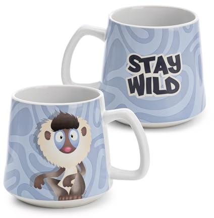 Tasse Mandrill 380ml 8x9.5cm - blau - Hochwertige Porzellan-Tasse, liebevoll gestaltet, niedliches Accessoire für Küche, Büro & Zuhause – süßes Geschenk für Lieblingsmenschen | 62762