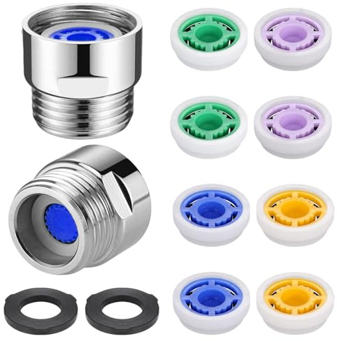 2pack 1/2 Inch Shower Flow Restrictor & 8 Different 4-7 L/Min Flow for Taps | Made of Brass and Pom,Corrosion-Resistant,1/2 Thread Adaptation Most Showers, Faucets, Kitchen Faucets and Bathroom Fixtures