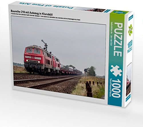 CALVENDO Puzzle Baureihe 218 mit Autozug in Klanxbüll | 1000 Teile Lege-Größe 64 x 48 cm Foto-Puzzle für glückliche Stunden