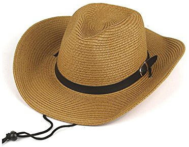 Busy Mom Herren Stroh Cowboy Breite Krempe Woven Hat Sommer (Creme Weiß), Herren, Khaki, Einheitsgröße