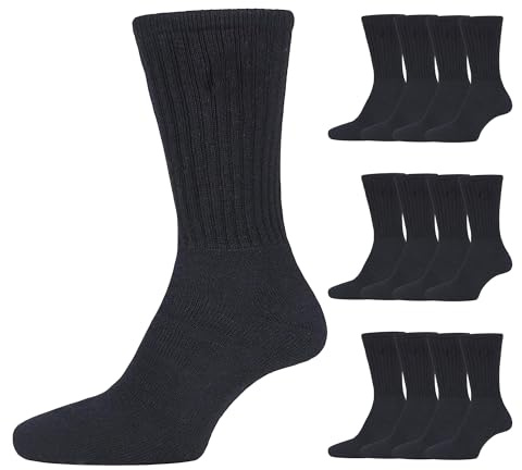 12 Pairs Mens Cotton Rich Sport Socks Work Socks Shoe Size 6-11 and Big Foot 12-14