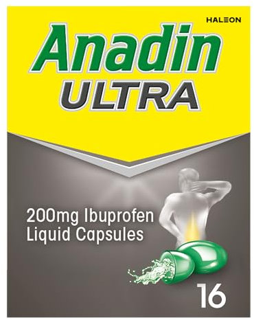 Anadin Ultra Ibuprofen, Back Pain Relief, Liquid Pain Killers Capsules, Pack of 16