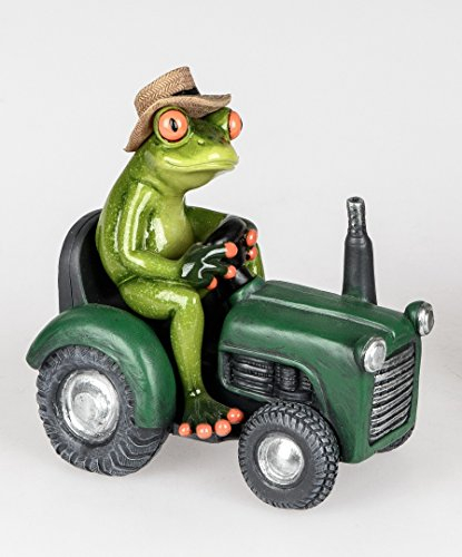 ITRR Dekofigur Frosch auf Traktor, grün handbemalt; ca.16cm