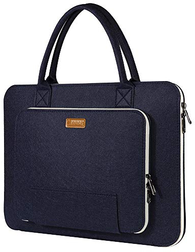Ropch 17,3 Zoll Laptoptasche, Laptop Schutzhülle Filz Notebooktasche Aktentasche Laptop Hülle Sleeve Tasche mit Griff Kompatibel mit 17 Zoll Dell/HP/Lenovo/Asus, Marineblau und Cremeweiß