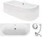 VBChome Badewanne 170x75 cm Acryl SET Schürze Siphon Wanne Ecke Eckbadewanne Antirutsch Weiß Design Modern Ablaufgarnitur Viega Simplex für 2 Personen (170x75 link)