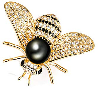 Gleamart Honey Bee Broche Animal Strass Insectes pour Femmes Fille Noir