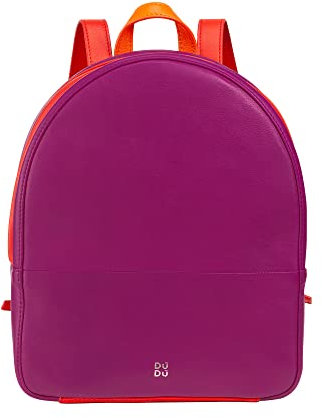 DUDU Zainetto Donna Colorato Estivo in Pelle Morbido Zaino Multicolor con Doppia Cerniera Zip Fucsia