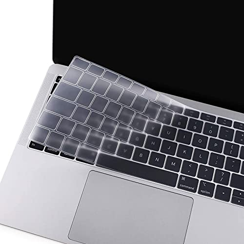MOSISO Keyboard Cover Compatible with MacBook Air 13 inch 2019 2018 Release A1932 Retina Display with Touch ID, Waterproof Dust-Proof Protective Silicone Skin - (Europe Layout), Clear