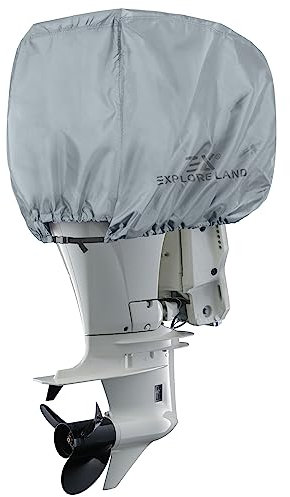 Explore Land Außenbordmotor-Abdeckung, wasserdicht, 600D, strapazierfähig, für Motorräder bis 25 PS, grau